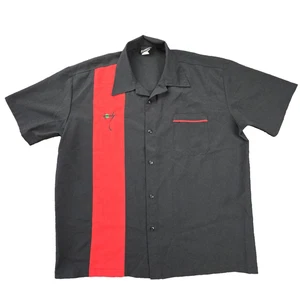 Be Retro Bowling Shirt Hergestellt in den USA Schwarz Rot Martini Grafik 100 % Poly Herren L - Bild 1 von 9