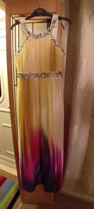 Little Mistress Ombre Jewel Embellished Maxi Dress Fully Lined Size 14 Worn Once - Picture 1 of 11