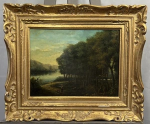 Öl auf Leinwand Französische Schule um 1850 Darstellung eines Bohrers am See - Bild 1 von 12