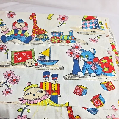 Vtg Waverly Fabrics Remnant "Playtime" Toys Children Primary Colors SPOTS - Image 1 of 4