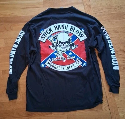 Camiseta De Colección Suck Bang Blow Motociclista Bar Murrells Inlet SC Negra Manga Larga XL A3 Foto 1 de 4