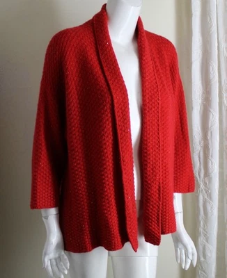 Cárdigan Suéter Eskandar O/S 0 Felpa Rojo Grueso Cachemira Seda Brillante Foto 1 de 4