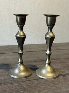 Vintage Kerzenständer massiv Messing 6 Zoll Made in India Patina - Bild 1 von 7
