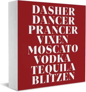 Christmas Bar Decor Wood Sign Xmas Gifts for Tequila Vodka Drinking Lovers Women - Picture 1 of 12