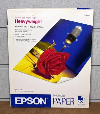 EPSON Heavyweight Borderless Matte Photo Paper ~ 8"x10" ~ 50 Sheets ~ NEW SEALED - Image 1 of 2
