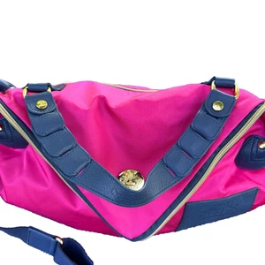 Orobianco Milano Shoulder Bag Nylon Pink 2-Way Fold Over Zip Tessuti & Pelli - Picture 1 of 21