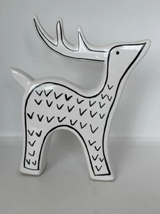 Ceramic Reindeer Figurine Black Art Details 6" Tall Ceramic Stag Reindeer Decor - Picture 1 of 9