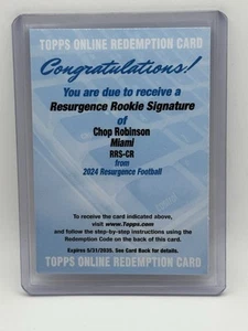 2024 Topps Resurgence Football Chop Robinson Rookie Signature Redemption - Picture 1 of 2