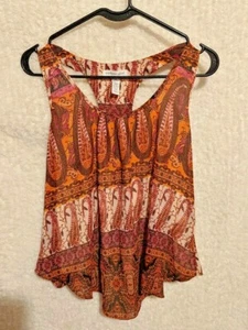 Ambiance Apparel Damen-Oberteil Racerback braun orange weiß ärmellos Größe M - Bild 1 von 3
