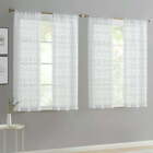Modern Scroll Aqua Rod Pocket Sheer Curtain Set, 28" X 63" (4 Panels)
