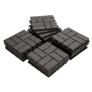 Patio Plastic Deck Tiles, 12"x12" Outdoor Flooring, 9 Pcs One Pack, Dark Grey - Picture 1 of 8