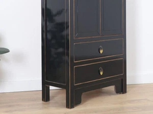 chinesische Kommode Sideboard 2 Schubladen 2 Türen schwarz #M-KOM-A26B - Bild 1 von 6