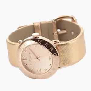 NEW MARC JACOBS AMY ROSE GOLD TONE,SHINY METALLIC LEATHER BAND WATCH-MBM8628 - Picture 1 of 4