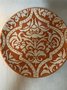 Pottery Barn Orange Baroque Salad Dessert Plate Boho Embossed 8.5" EUC - Picture 1 of 4