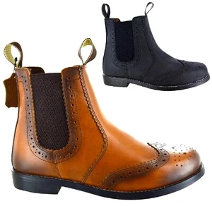 STIVALETTI CHELSEA DA UOMO SLIP ON PELLE MARRONE CHIARO SUOLA CON RIVENDITORE BROGUE SCARPE NUOVE TAGLIA - Foto 1 di 7