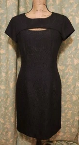 Dressbarn Women's 8 Black Short Sleeve Cut Out Sheath Dress - Picture 1 of 7
