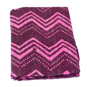 10 Yard Zig Zag Hand Block Printed Purple Cotton Running Garment Material Fabric - Picture 1 of 5