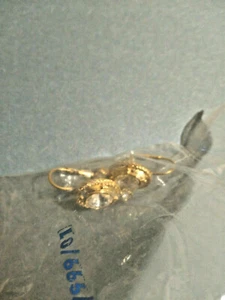 Vintage NEW! SETA CLEAR STONE Earrings in Gold Tone 1 1/8 X 1/2" USA - Picture 1 of 5