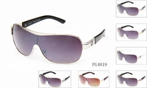 Aviator Sunglasses One Piece Shield Eyewear Metal Pegagus Accent Frame UV 100% - Picture 1 of 12
