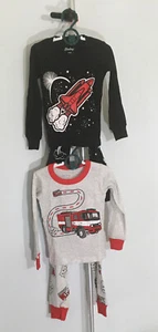 4 PC Shelry Boys Pajamas Sleepwear Kids Rockets/Firetruck Cotton 7 New - Picture 1 of 11
