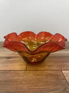 Blenko Tangerine SCALLOPED RIM CENTER BOWL - Picture 1 of 9