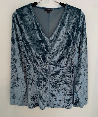 Babydoll Lane Bryant para mujer talla 14/16 terciopelo aplastado verde azulado cuello en V popover Foto 1 de 4