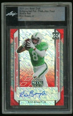 2021 Leaf Metal Draft 1/1 Rico Bussey Jr Marble Red Portrait Auto Proof Card - Image 1 of 2