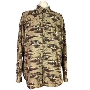 Columbia Shirt Mens XL Brown Hunting Dogs Cotton Corduroy River Lodge - Picture 1 of 8