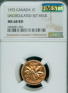 1972 CANADA CENT NGC MS68 RD PQ FINEST GRADED MAC SPOTLESS * - Picture 1 of 4