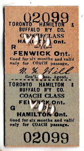 Railway ticket, Canada: Toronto, Hamilton & Buffalo: Fenwick & Hamilton
