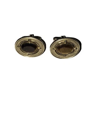 Gemelos Dante Vintage Ojo de Tigre Ojo de Tigre Piedra Marrón Gemelos Ovalados Foto 1 de 4