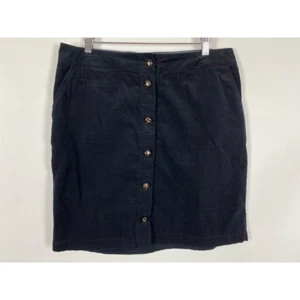 Sonoma Womens Corduroy Skirt Black Modern Pockets Button Front Stretch 10 - Picture 1 of 9