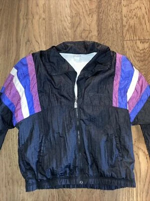 VTG Sergio Tacchini Track Jacket Black Pink  Color Block Full Zip 12 - Image 1 of 4