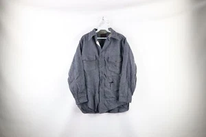 Vintage 60s Streetwear Mens 15 Thrashed Wool Herringbone Button Shirt Jacket USA - Picture 1 of 11