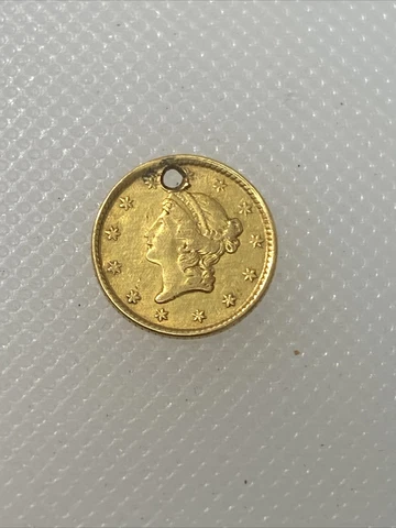 1853 P One Dollar Gold Holed Cover