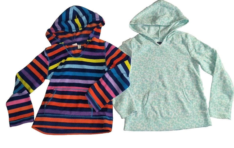 Conjunto de pulôveres com capuz Place Girls listrado multicolorido causal M(7/8) G001 - Imagem 1 de 4