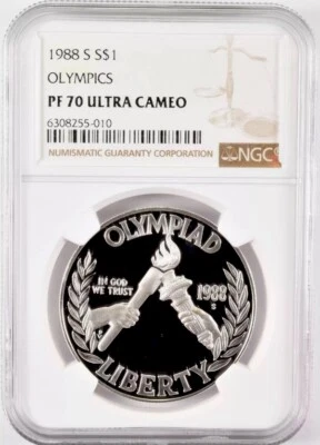 1988 OLYMPICS Silver Dollar NGC PF70 💥FLAWLESS QUALITY💥 - Image 1 of 4