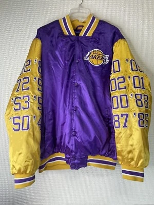 Los Angeles Lakers 16-Time NBA Champion Buttons Satin Jacket GIII Mens Sports XL - Image 1 of 4