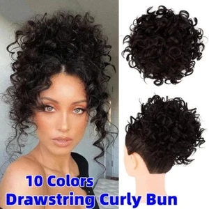 Synthetic Messy Hair Bun Elastic Drawstring Loose Wave Large Curly Bun 10 Colors - Picture 1 of 22