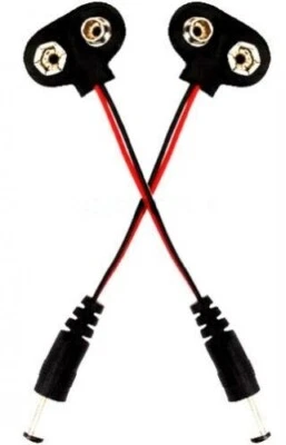 QTY2 T - TYPE CLIP 9V DC BATTERY 5.5 x 2.1MM POWER CONNECTOR ADAPTER CABLE PLUG