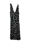 Maggy London Size 8 Black & White A-Line Dress Sleeveless Cowl Neck Knee Length