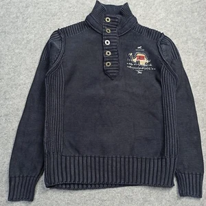 Napapijri Mens 1/4 Zip Sweater M (Fits like Size S ) Blue Cotton Jumper Pullover - Picture 1 of 10