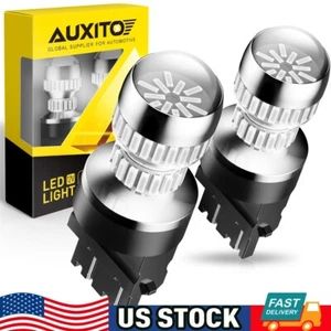 2pc AUXITO 3157 3156 Red LED Brake Tail Turn Signal Light Bulbs Anti Hyper Flash - Picture 1 of 12