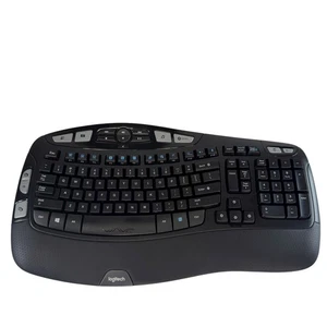 Logitech K350 Wave Wireless Ergonomic Keyboard 2.4GHz Full Size No Dongle - Picture 1 of 10