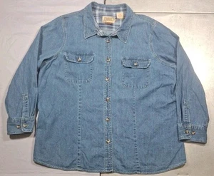Mujer C.E. Camisa de trabajo Schmidt Workwear talla 2X azul denim con botones - Imagen 1 de 10