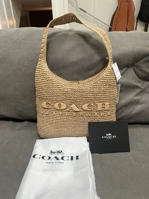 Ships ASAP! 👑 Coach Brooklyn Small Straw Shoulder Bag 28 - CAL97 NWT 👑 - Image 1 of 3