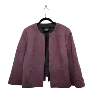 Akris Jacket Womens 10 Angora Wool Raisin Purple Open Coat Pockets Notched Back - Picture 1 of 14