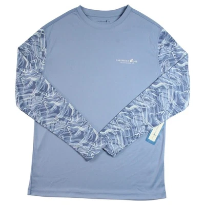 Camisa Caribbean Joe Para Hombres L Azul Manga Larga Camiseta Rendimiento Pullover $50 NUEVA Foto 1 de 4