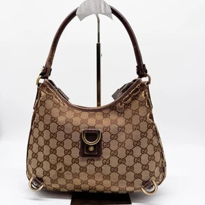 Gucci Abbey One-Shoulder GG Canvas Leder Tasche Beige Vintage - Bild 1 von 24