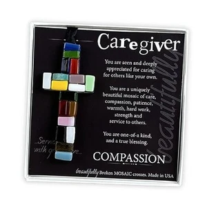 Thank You Gift for Caregiver - Handmade in USA Mosaic Glass Cross with - Picture 1 of 8